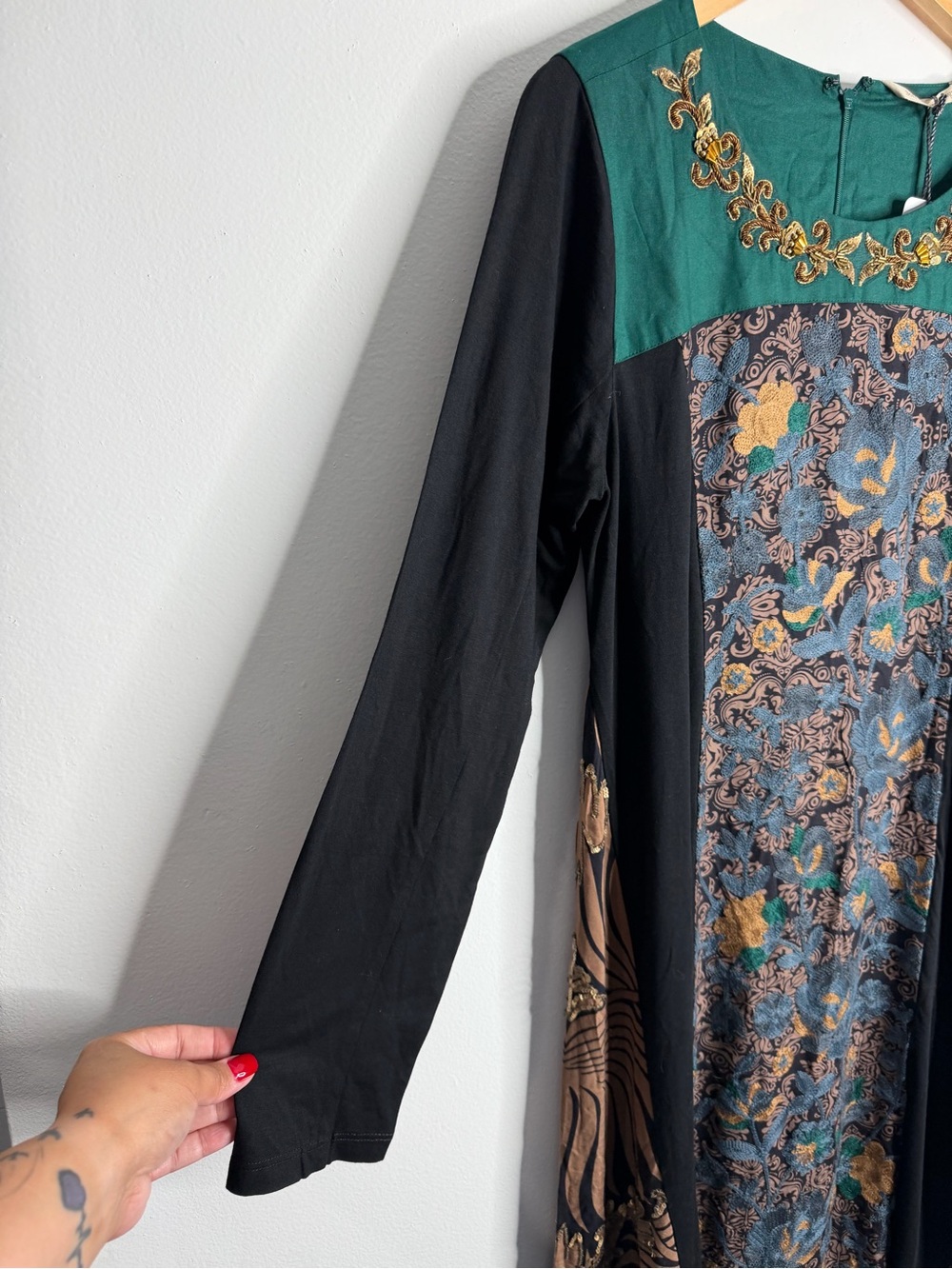 Soft Surroundings Icon Sultana Dress Medium Beaded Embroidered Dark Academia - Picture 9 of 15
